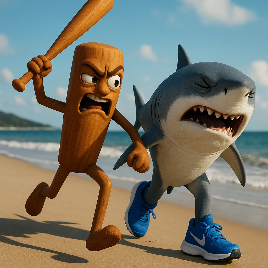create this image with 4 different emotion to each of them .CREATE ONE WHERE THE ONE WITH THE STICK IS BEATING THE OTHER.
 emoji