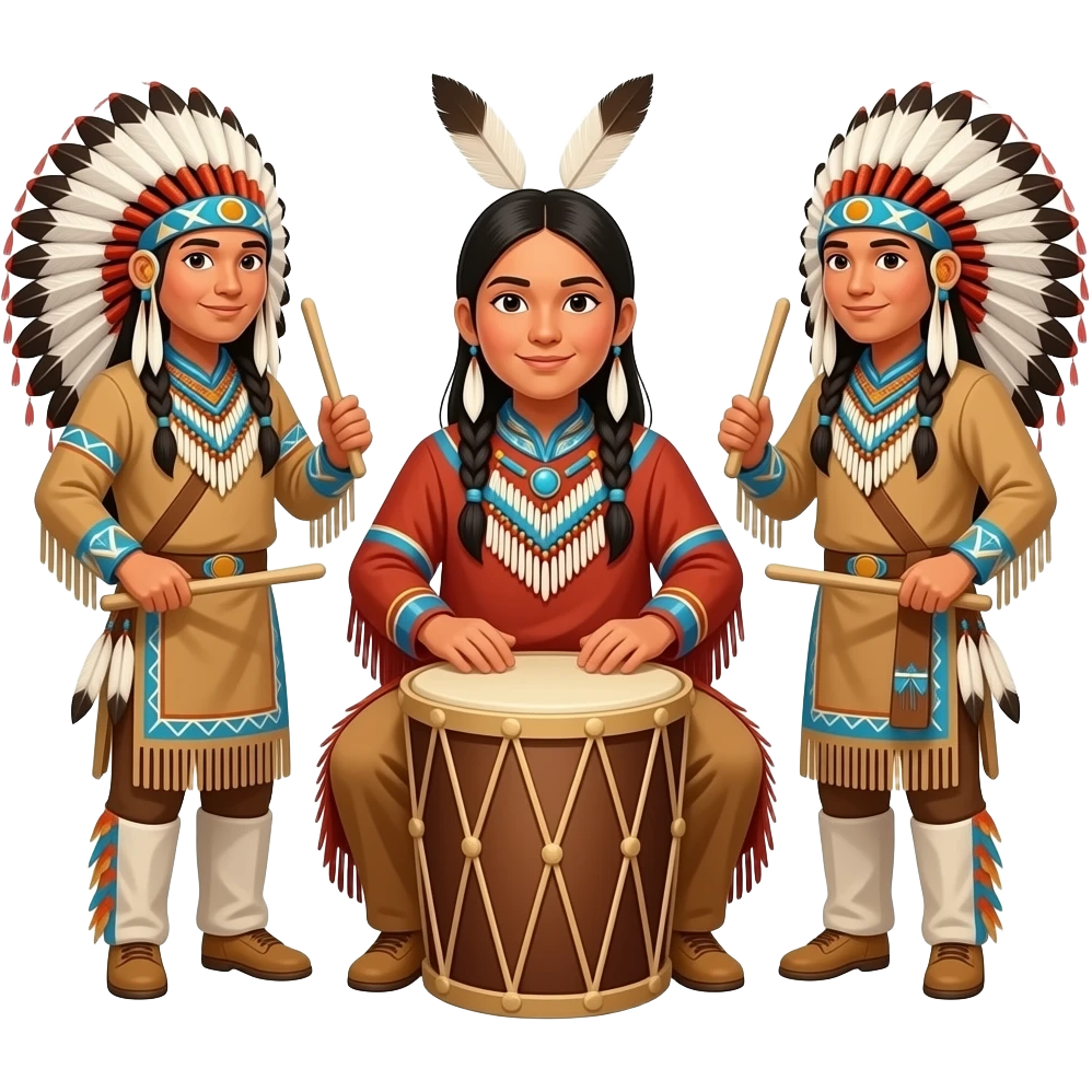 native american dancers around drum emoji