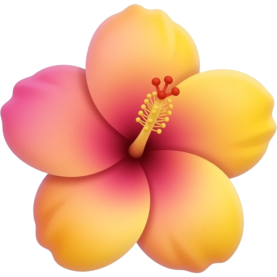 ombré pink, yellow and orange hibiscus flower emoji