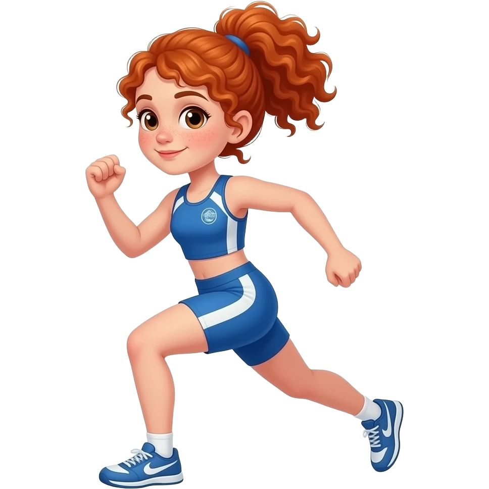 Fille rousse bouclés tâches de rousseur Athlétisme emoji
