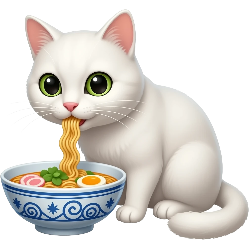 white cat ramen emoji