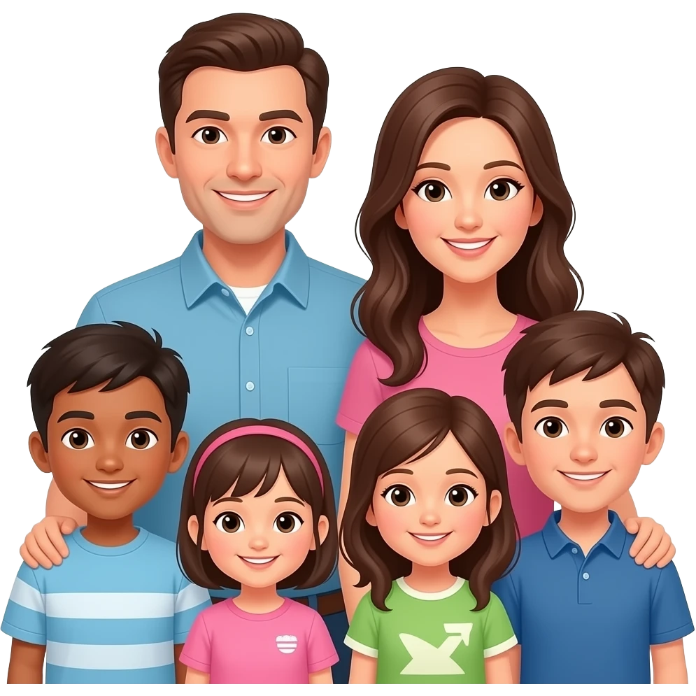 family of dad, mom, 4 kids emoji