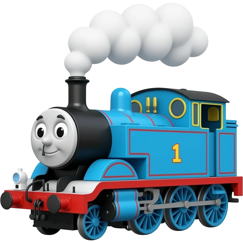 3d cartoon blue steam locomotive emoji
