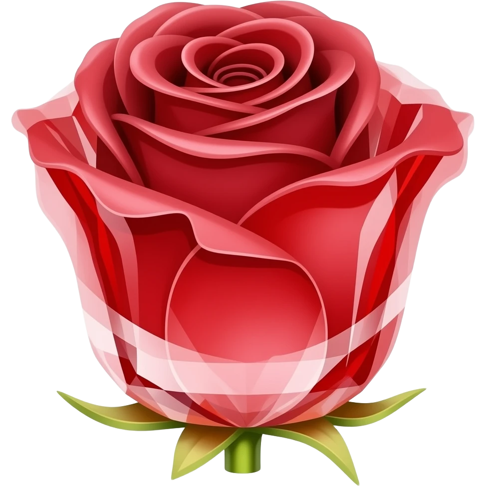 Red crystal rose with gold stem emoji
