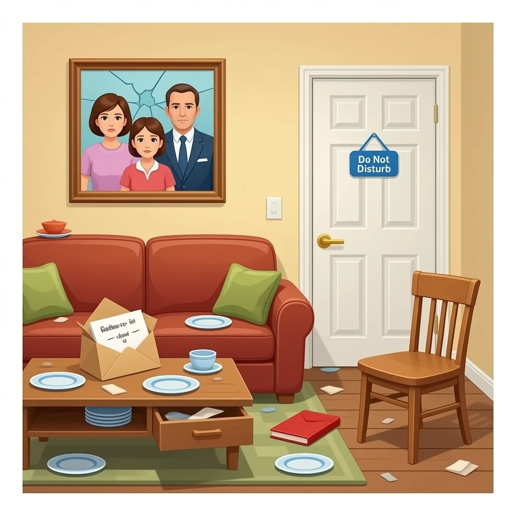 podrias hacer una imagen en base a esto: Conflictos familiares, hijas no colaboran y hay tensiones en casa.Ambiente familiar deteriorado, desgaste emocional, y desacuerdo sobre ingresar a la suegra en residencia. emoji