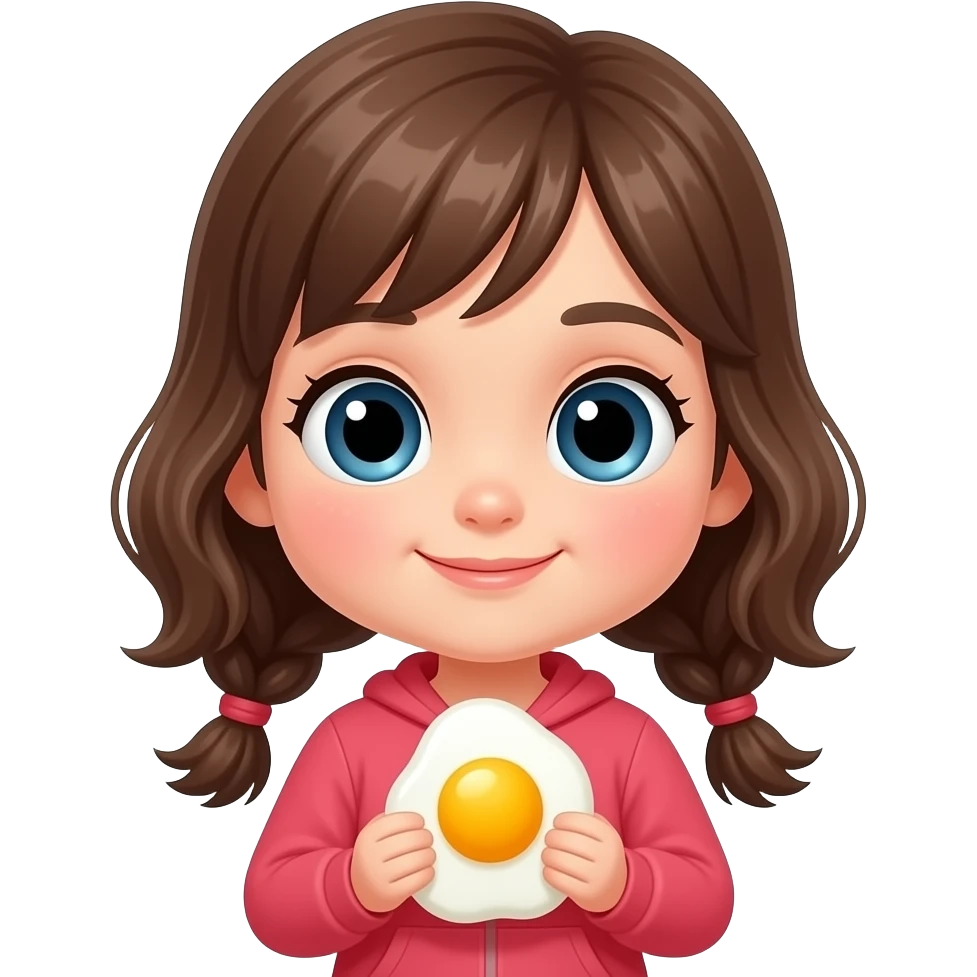 fried egg with a cute girl holding it emoji
