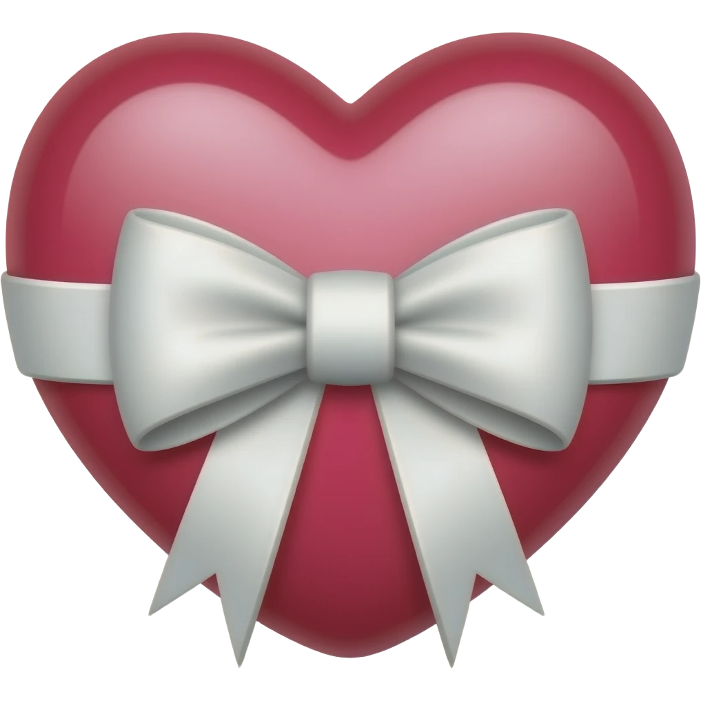 Mehroon heart with white bow emoji