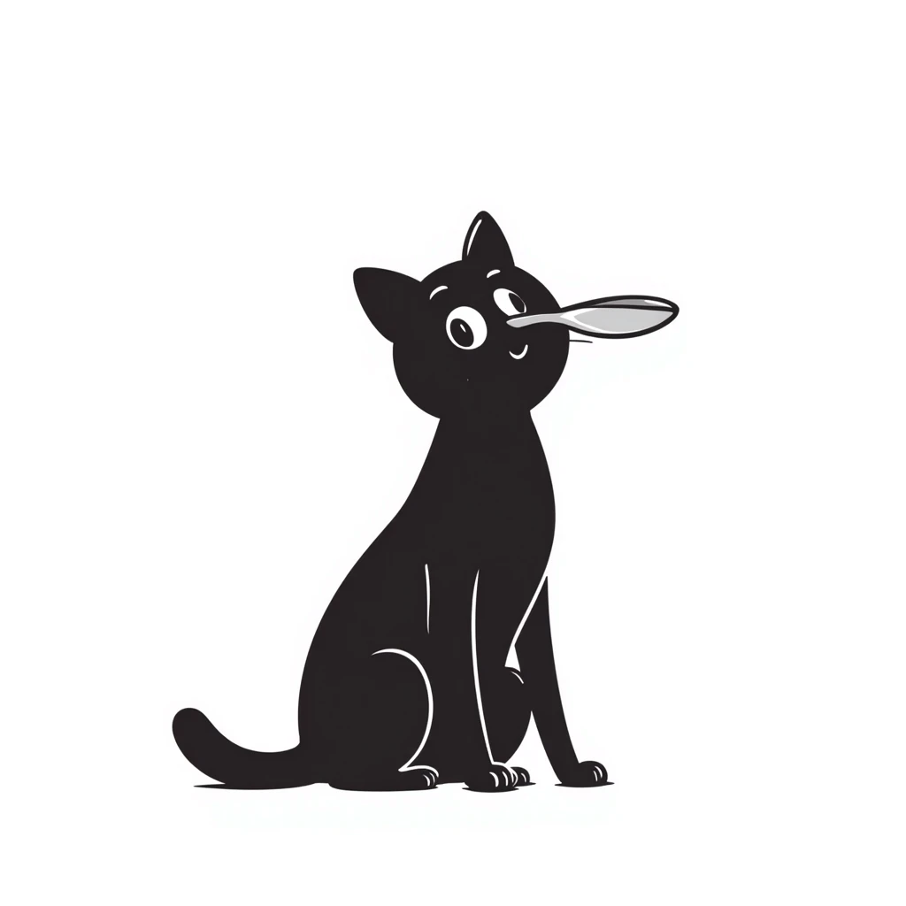 playful cat balancing a spoon on its nose emoji