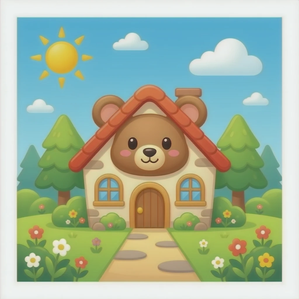 Uma casa muito bonita e fofa casa de ursinho fundo emoji