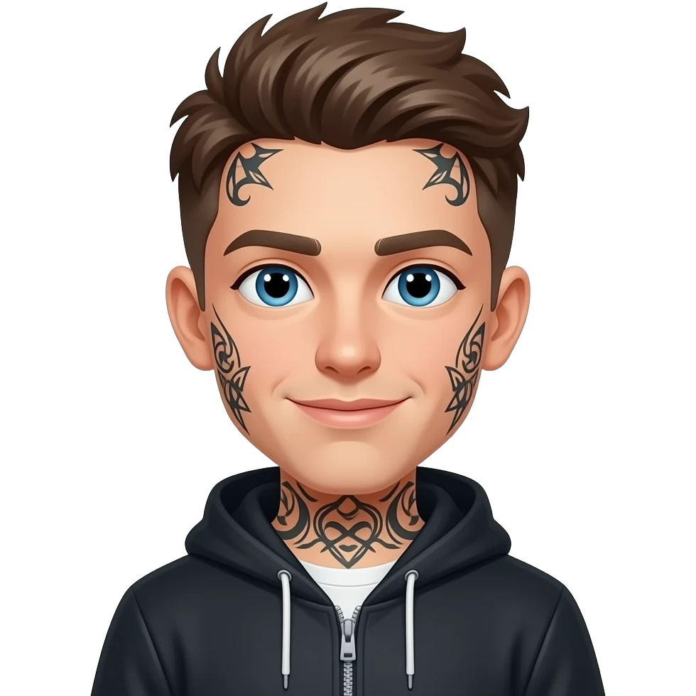 Skater boy with face tattoos emoji