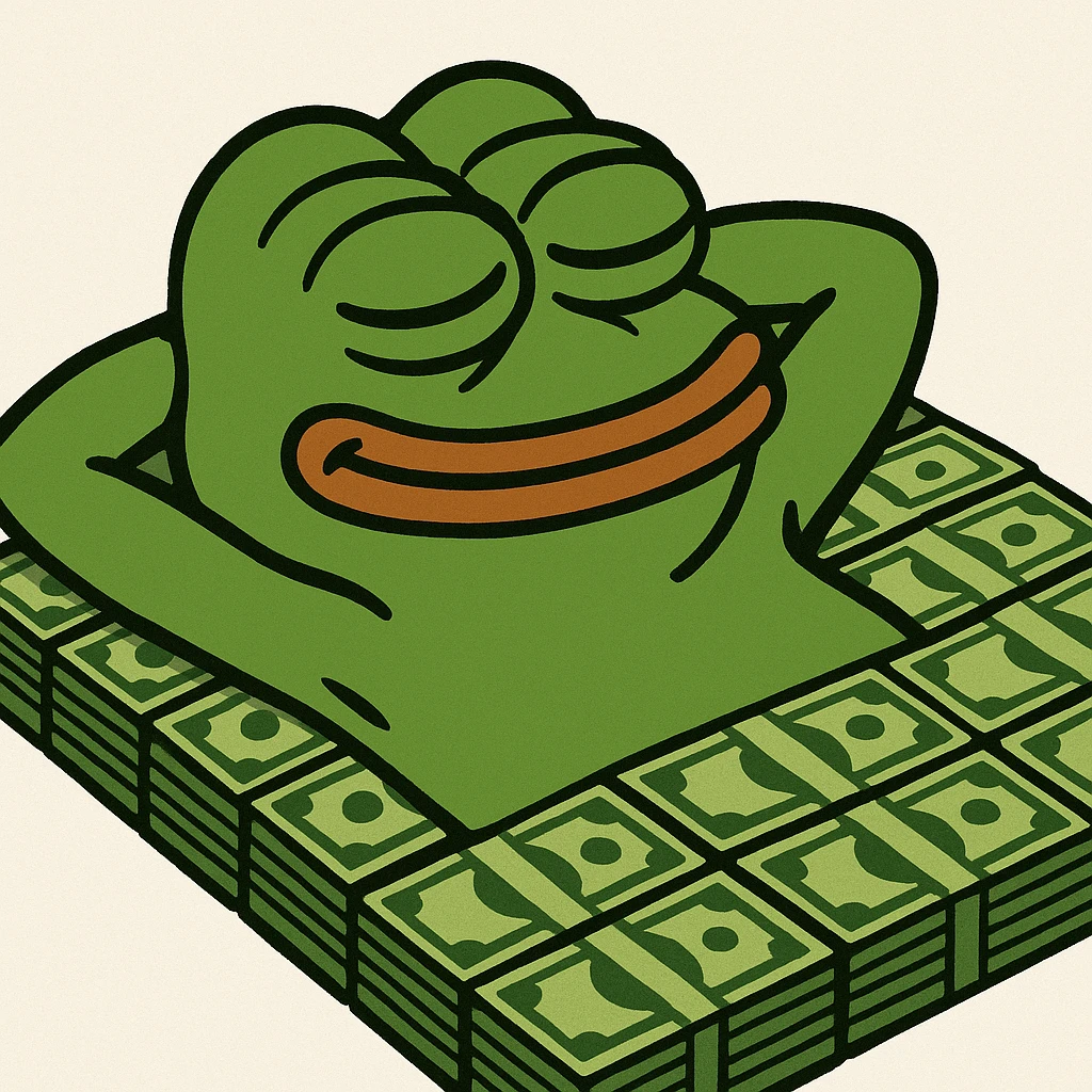 happy person napping on mattress of money emoji