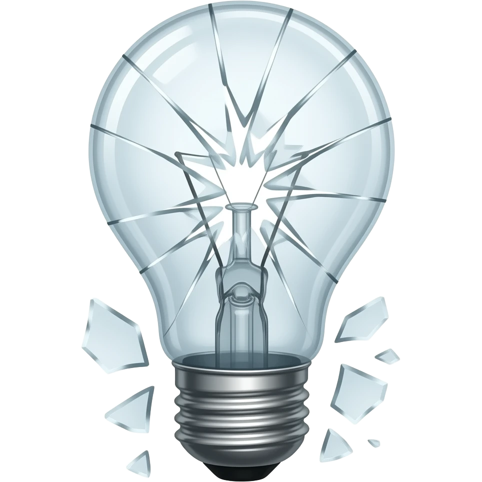 A lightbulb shattering emoji