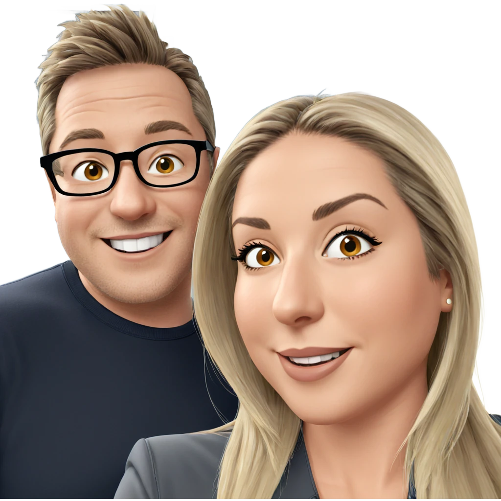 smiling couple with glasses emoji