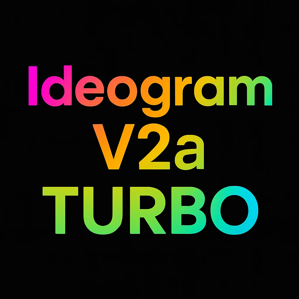 make a colorful text of "Ideogram V2a Turbo", black background emoji