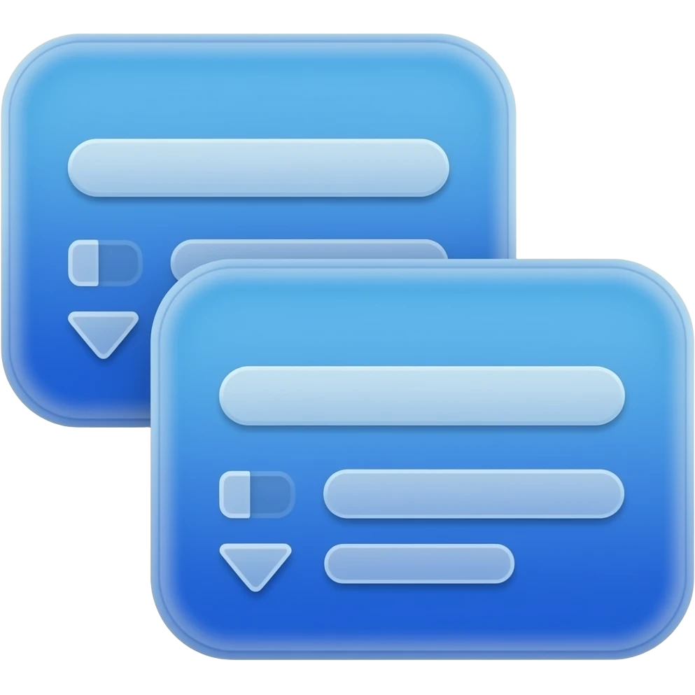 Blue color two layer UI pop ups 2D render iPhone emoji png of a detailed Computer UI pop ups emoji