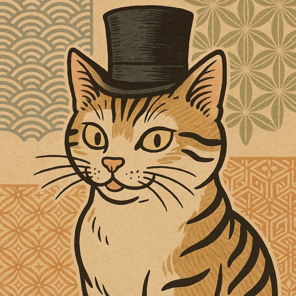 cat wearing a tophat emoji