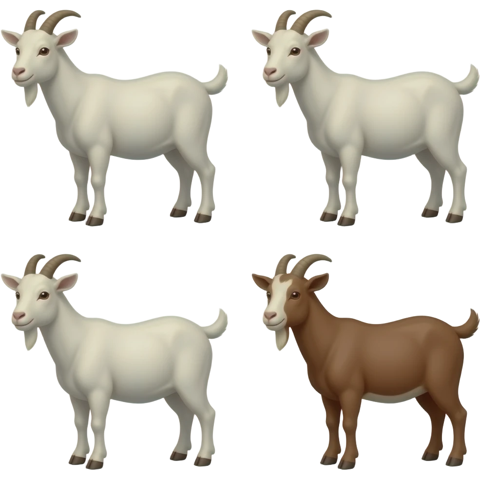 Hazme seis cabras de colores blancos y marrones. Tienen que estar las seis juntas. emoji