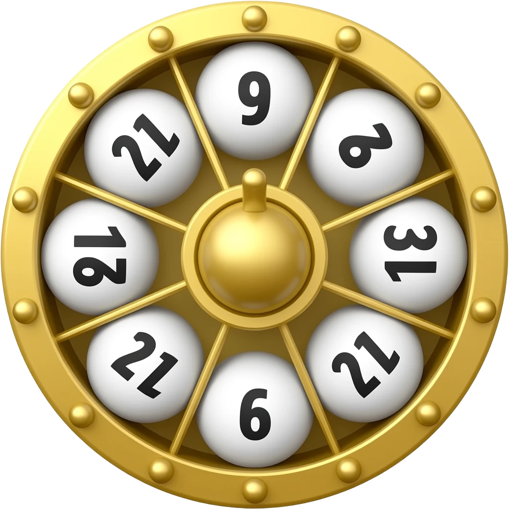 Lotto drum with white balls with numbers emoji