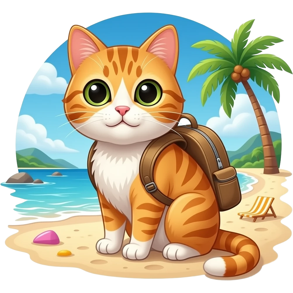 traveling cat on vacation emoji