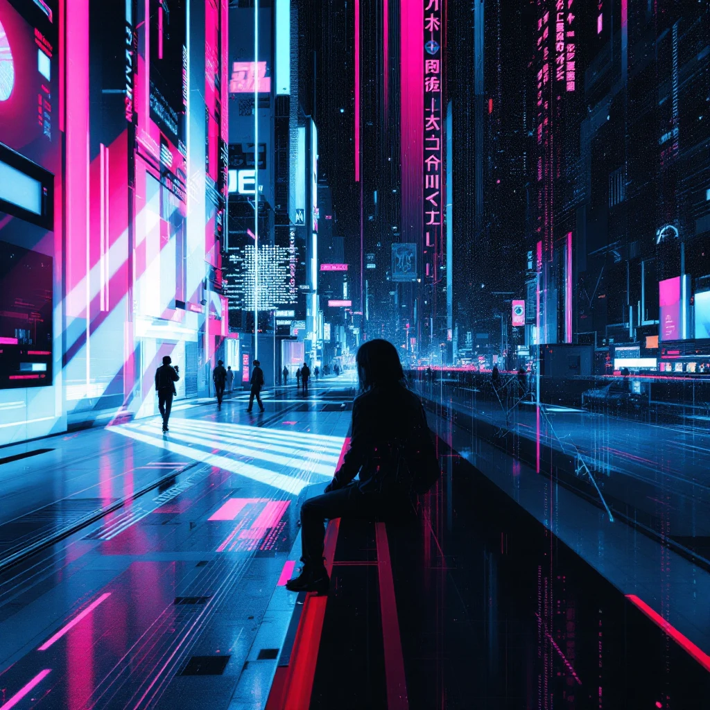 cyberwave glitch digital microscanner projection of these images but featuring no people, cyber hologram, abstract, experimental glitchy brutalist graphicwave,  style of anime emoji