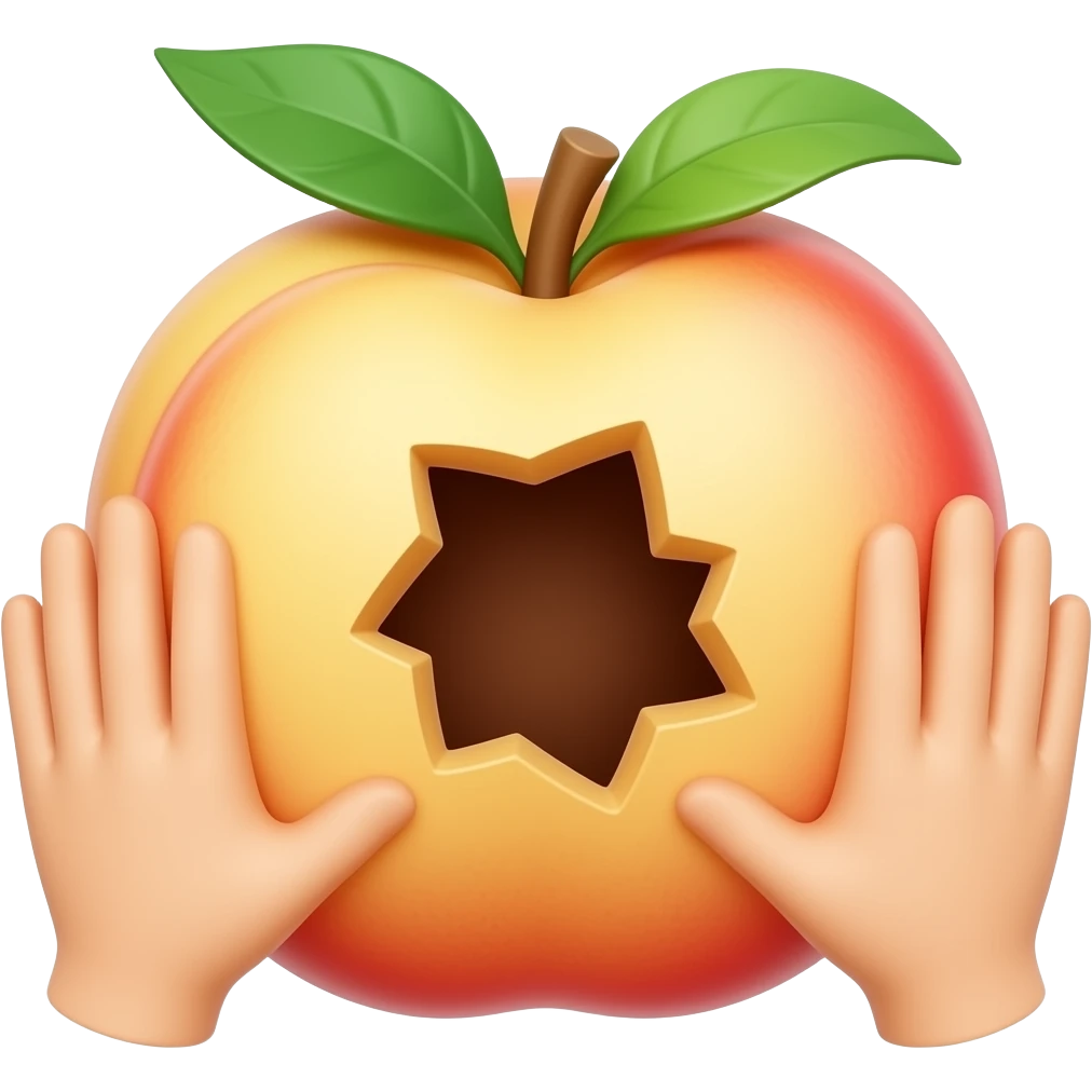 peach with a hole in the middle with hands outside emoji