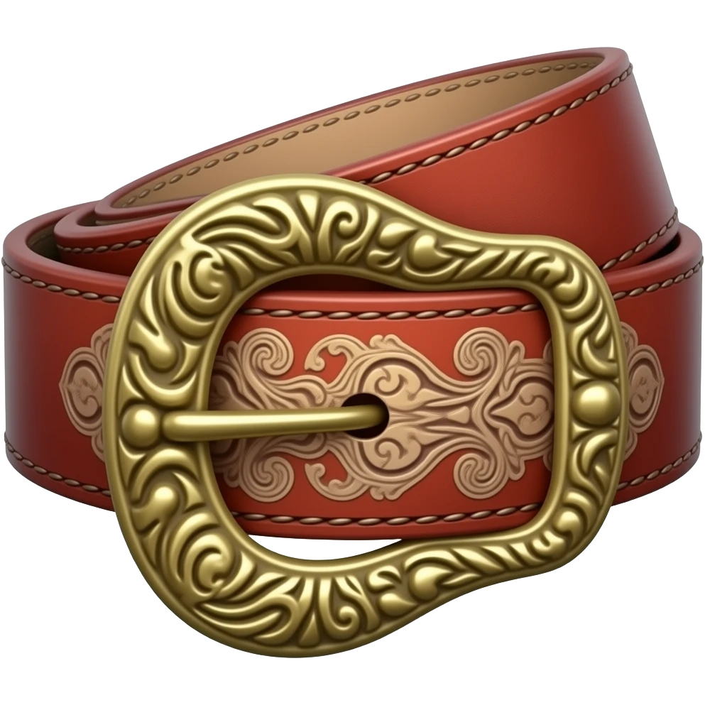 Red Leather belt with big cowgirl buckle emoji