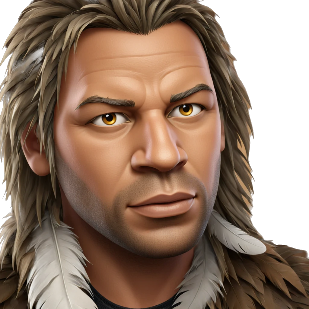 manly portrait with feathers emoji