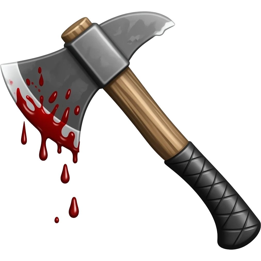 emoji very sharp axe with blood dripping off it and a black long handle ton of blood emoji