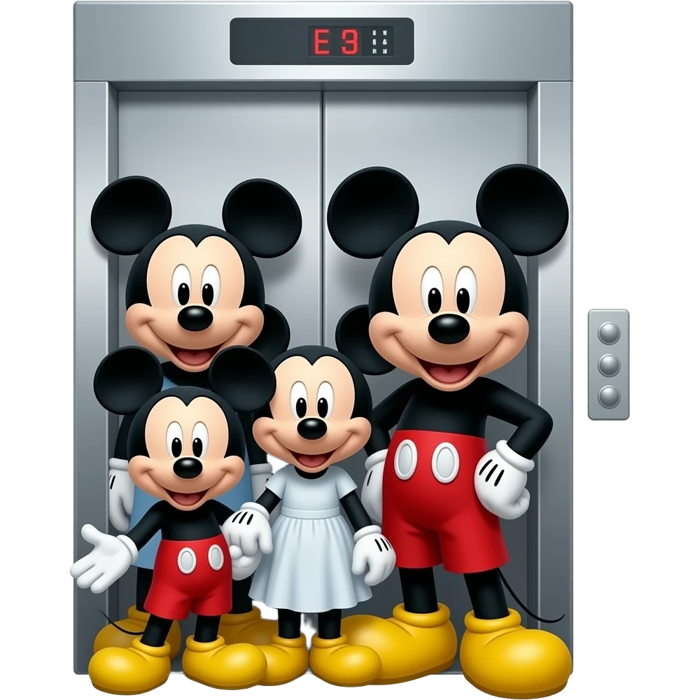 Mickey mouse family stuck in elevator emoji