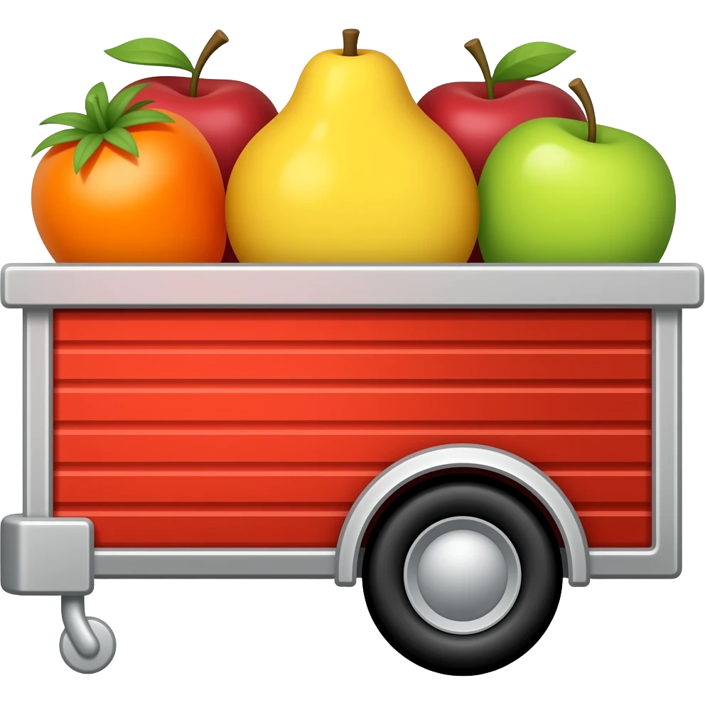 red trailer with fruit emoji