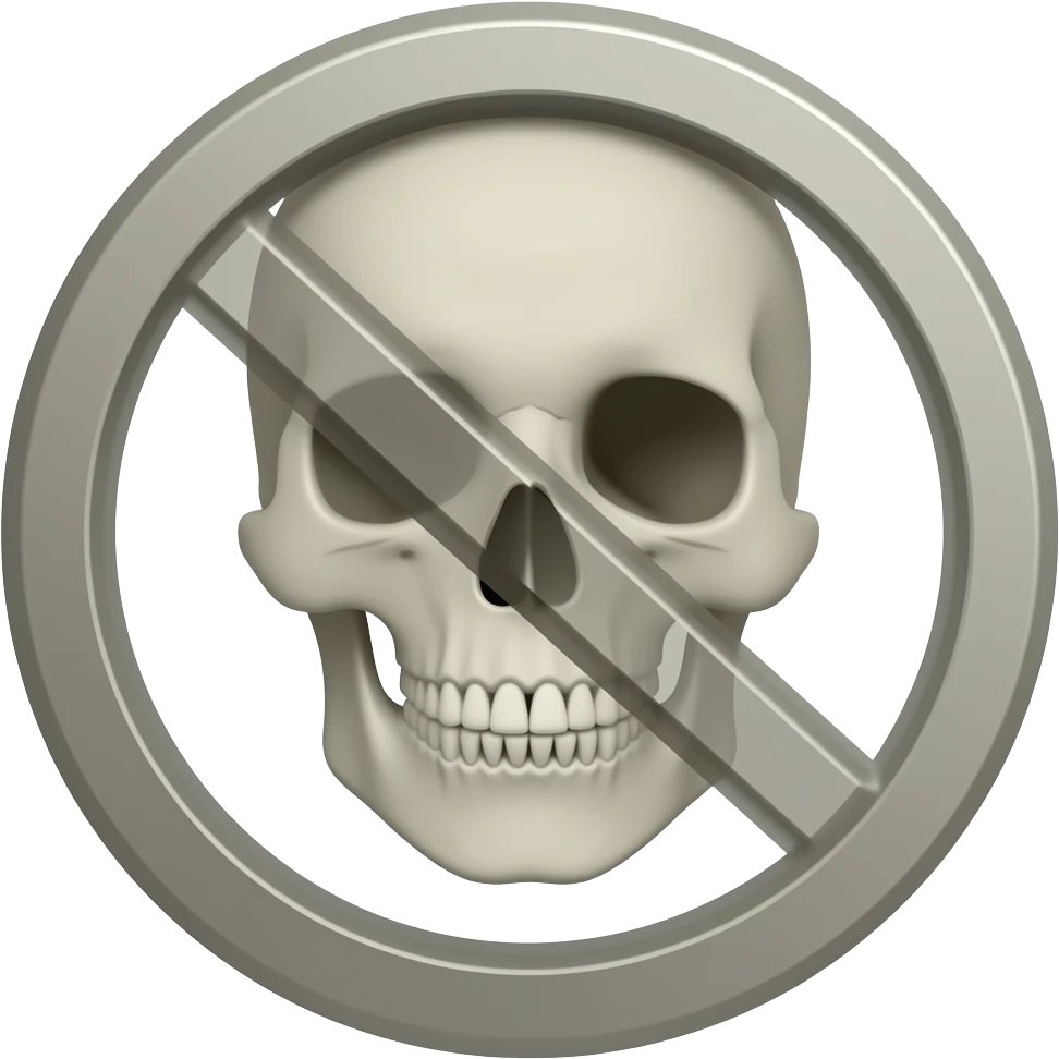 One skeleton head and shoulder with a circle and stripe symbol over it emoji