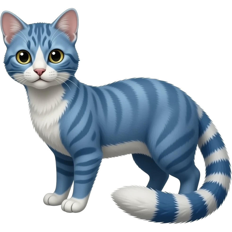 Blue genet-civet-Feli-mustelid-creature-hybrid, full body emoji