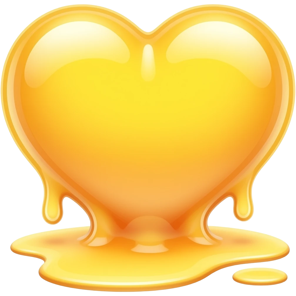 yellow glass heart but make it see threw and melting and glossy emoji