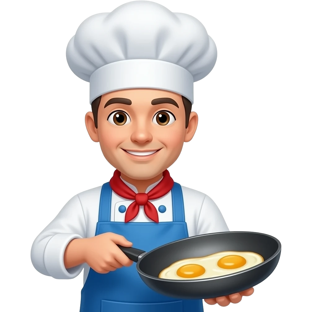chef Making Omelette closeup, bust size front facing emoji