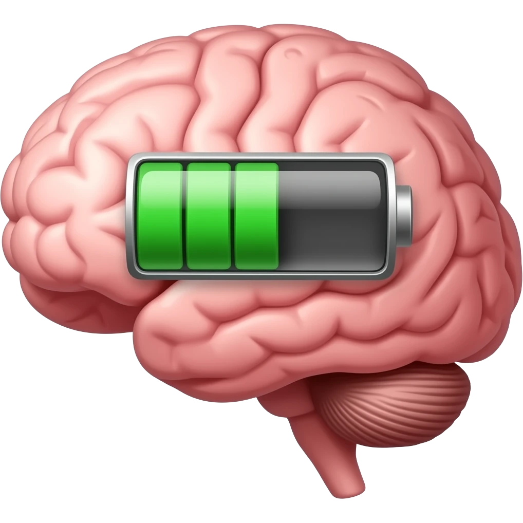 Brain with low battery emoji