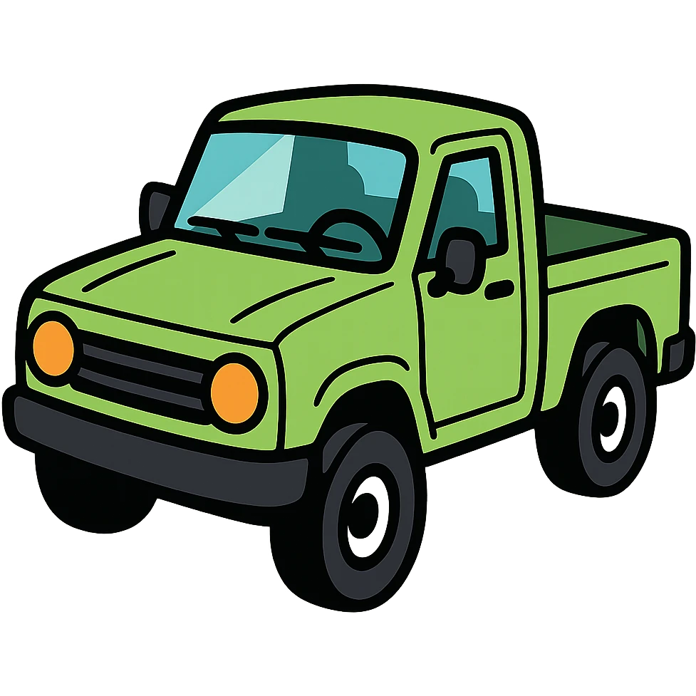 light green truck with black details, cartoon style emoji