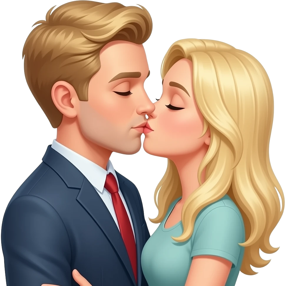 Liebespaar beide blond kuss umarmung emoji