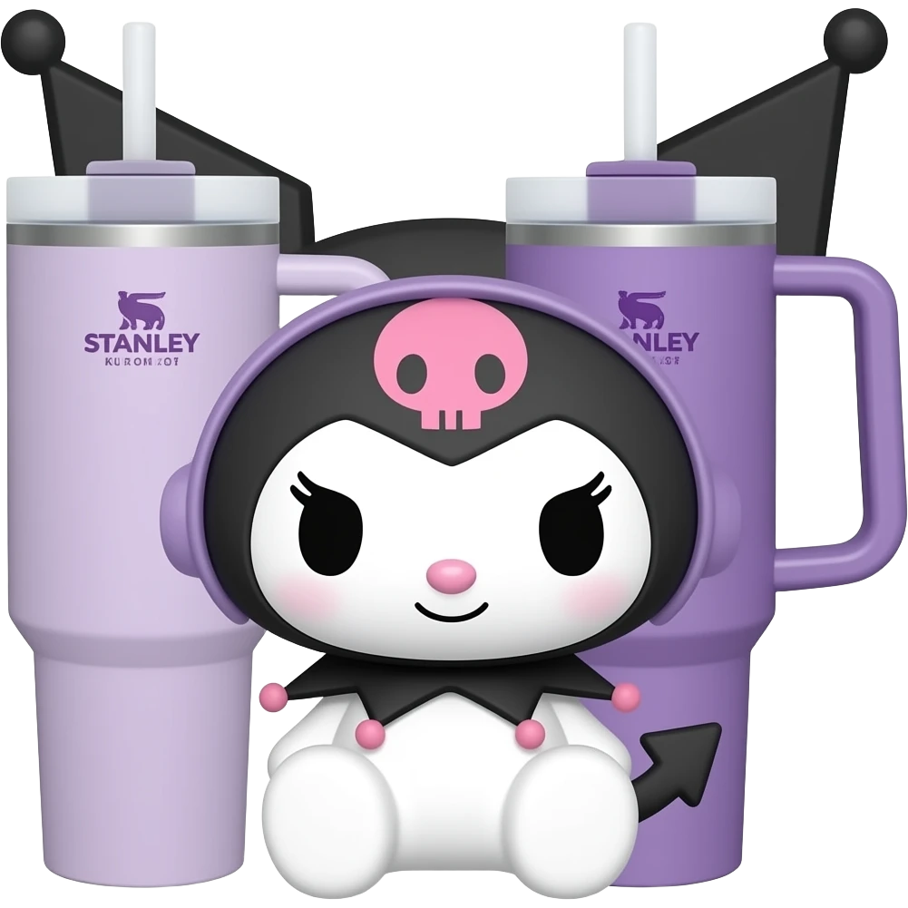 Copos Stanley roxo da Kuromi emoji