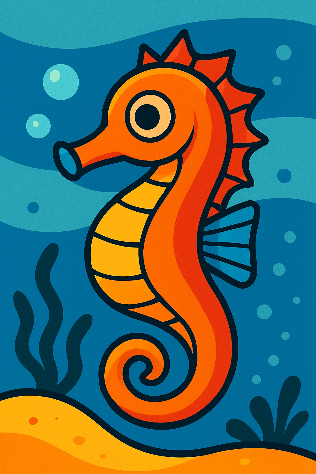 vibrant cartoon style seahorse emoji