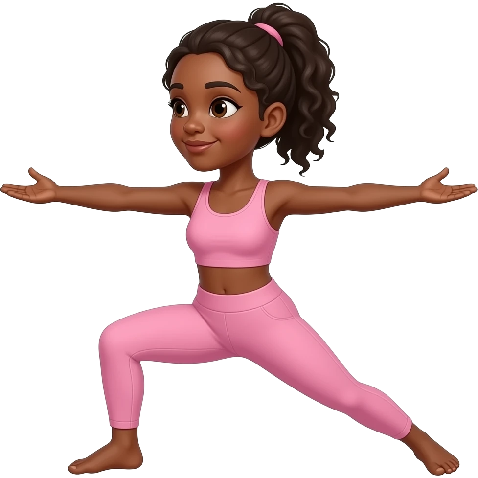 parda praticando ioga com roupas rosa claro emoji