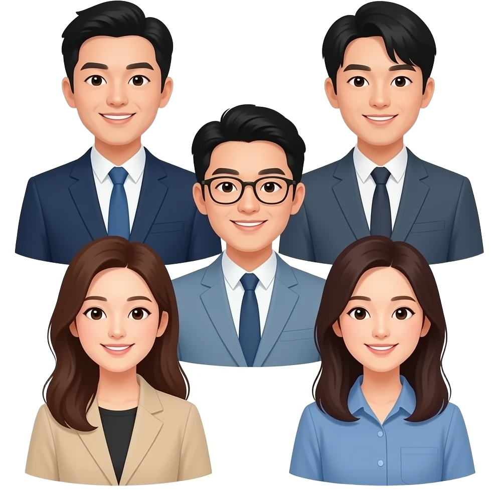 젊고 전문적인 한국인 여행전문가 5명 emoji