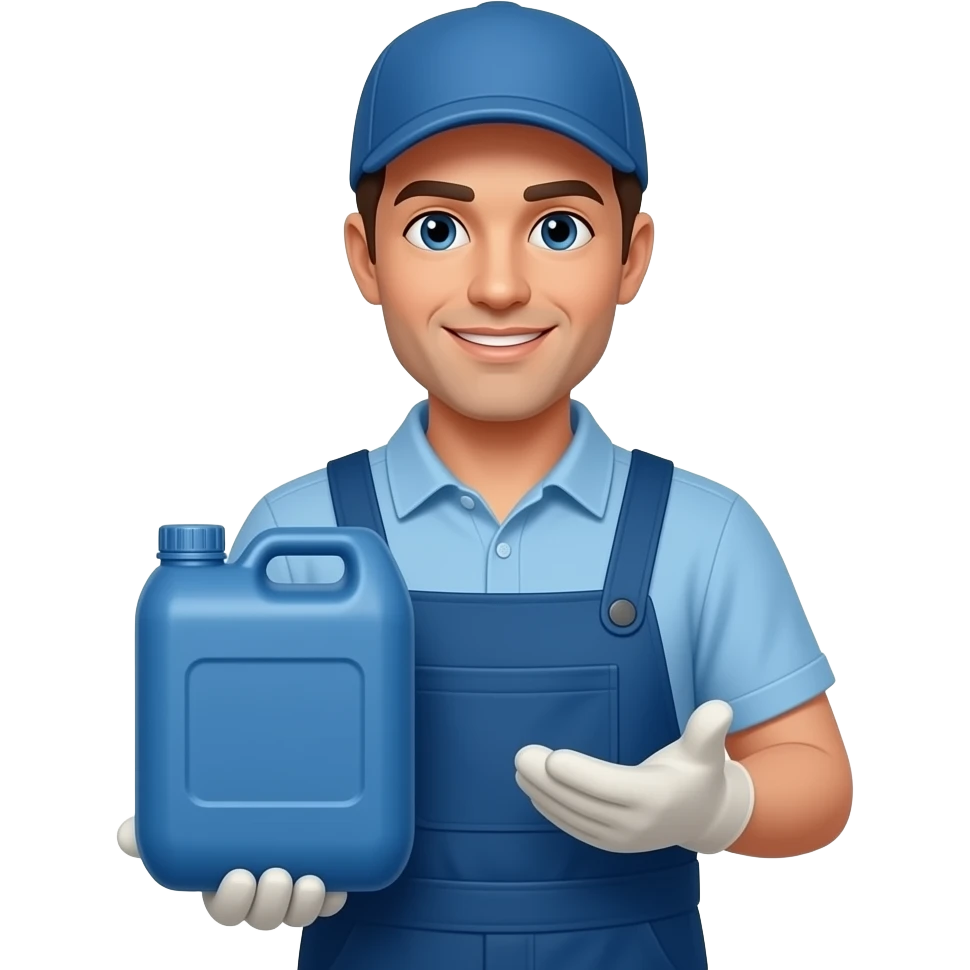 Bile juice collector worker with blue jerrican full off bovine bile juice emoji