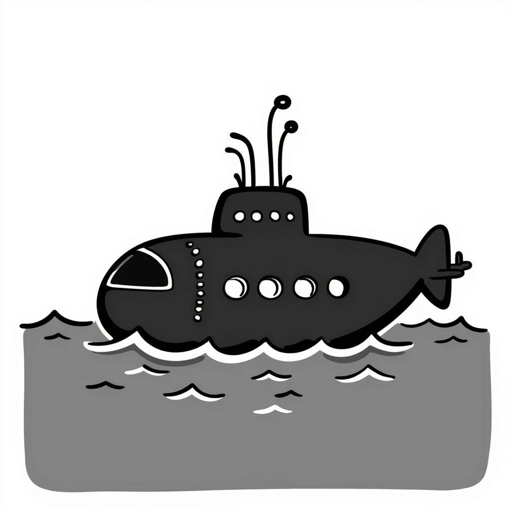 A black submarine from World War 2 emoji