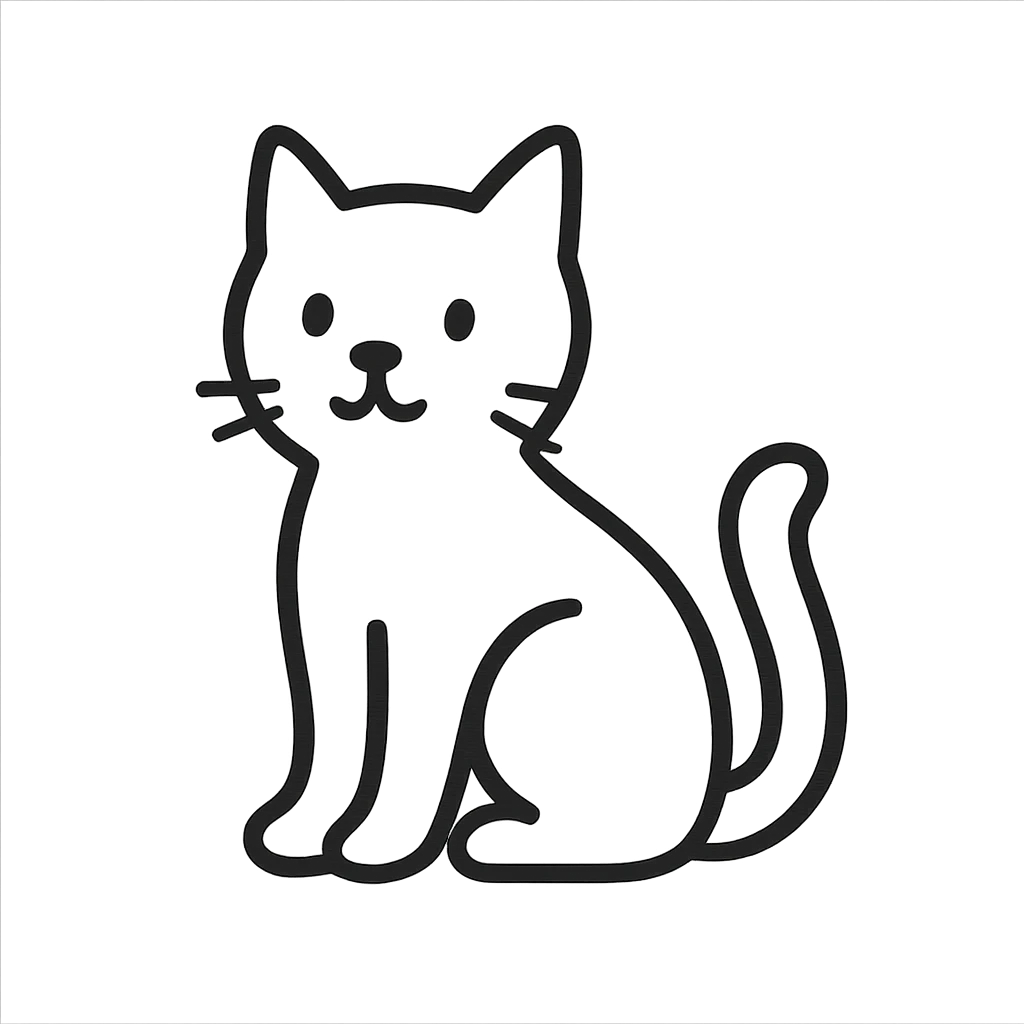 hand-drawn outlined icon of a cat emoji
