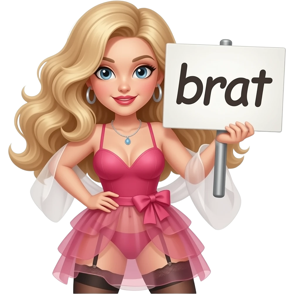 make a naughty sexual and seductive that just says the word "brat" emoji