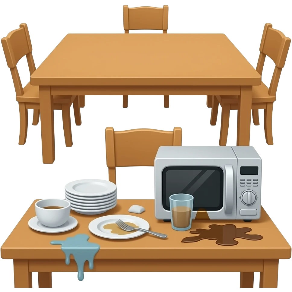 dirty dishes dirty microwave dirty table cute emoji big table clean cute emoji