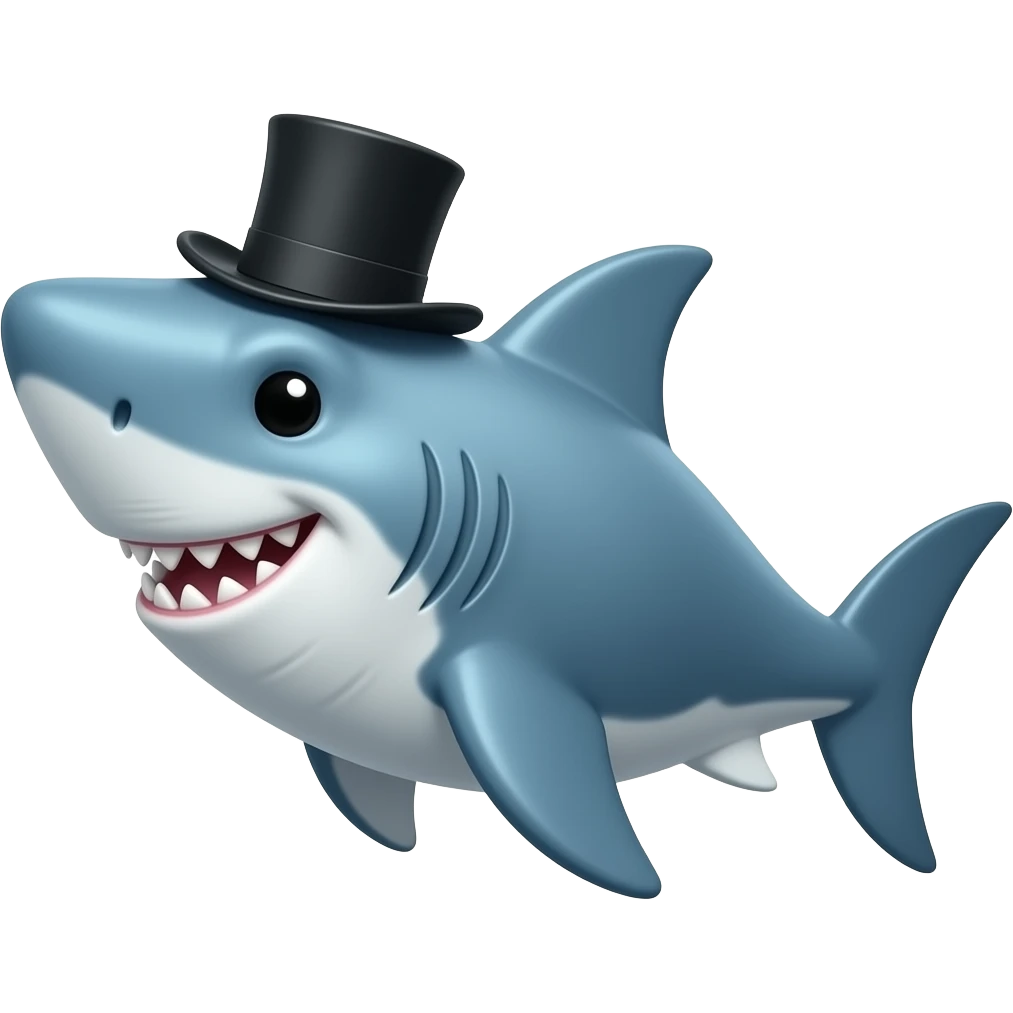 Shark with a top hat emoji