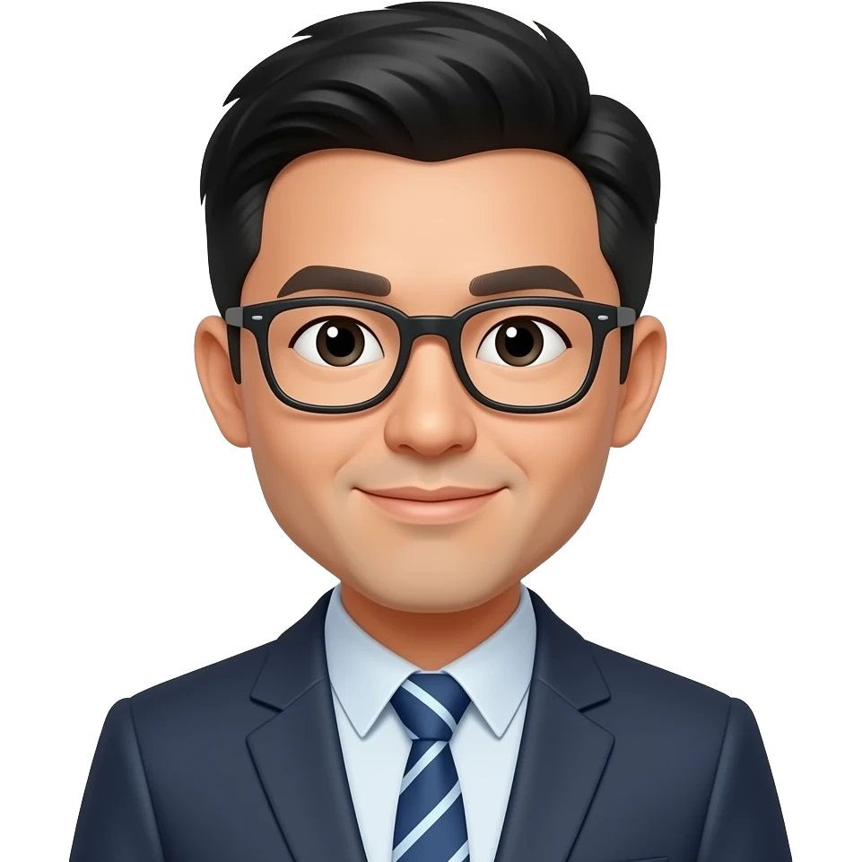 man with glass teaching no beard, look asian. emoji