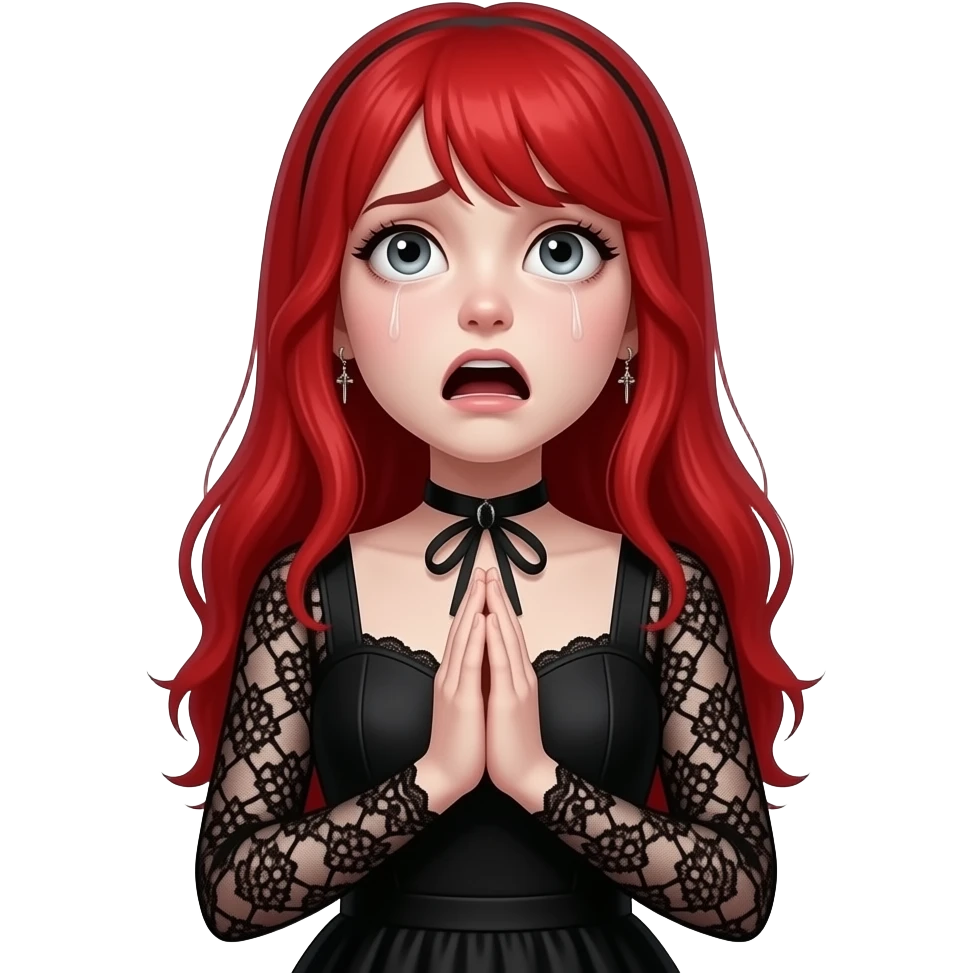 red hair goth girl afraid of God emoji