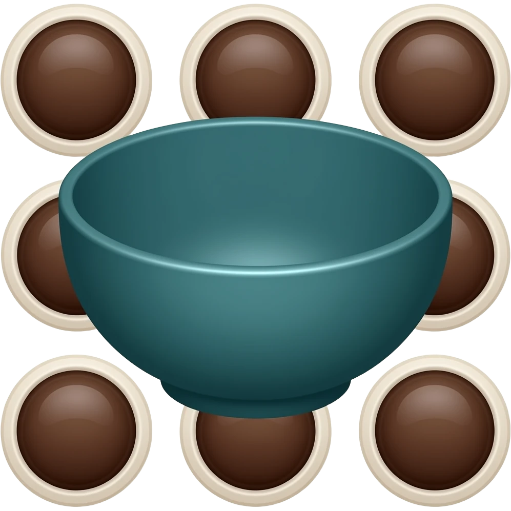 super realistic teal bowl with chocolate circles emoji